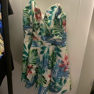 strapless romper w gold zipper